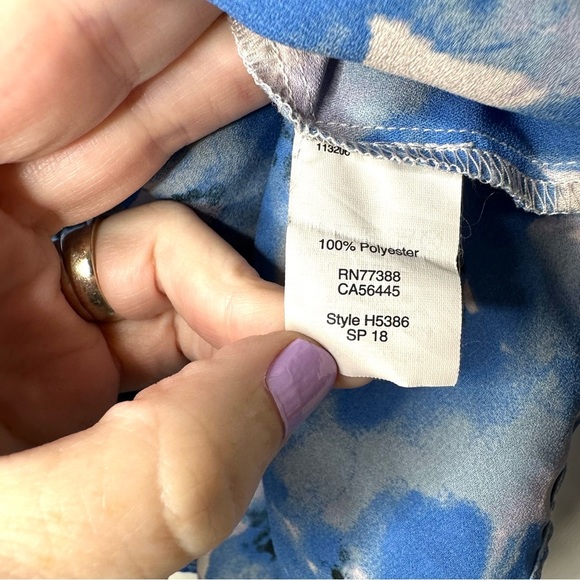 Women’s J Crew Floral Peplum Top Shirt Ruffled Blue Off White - Picture 7 of 8